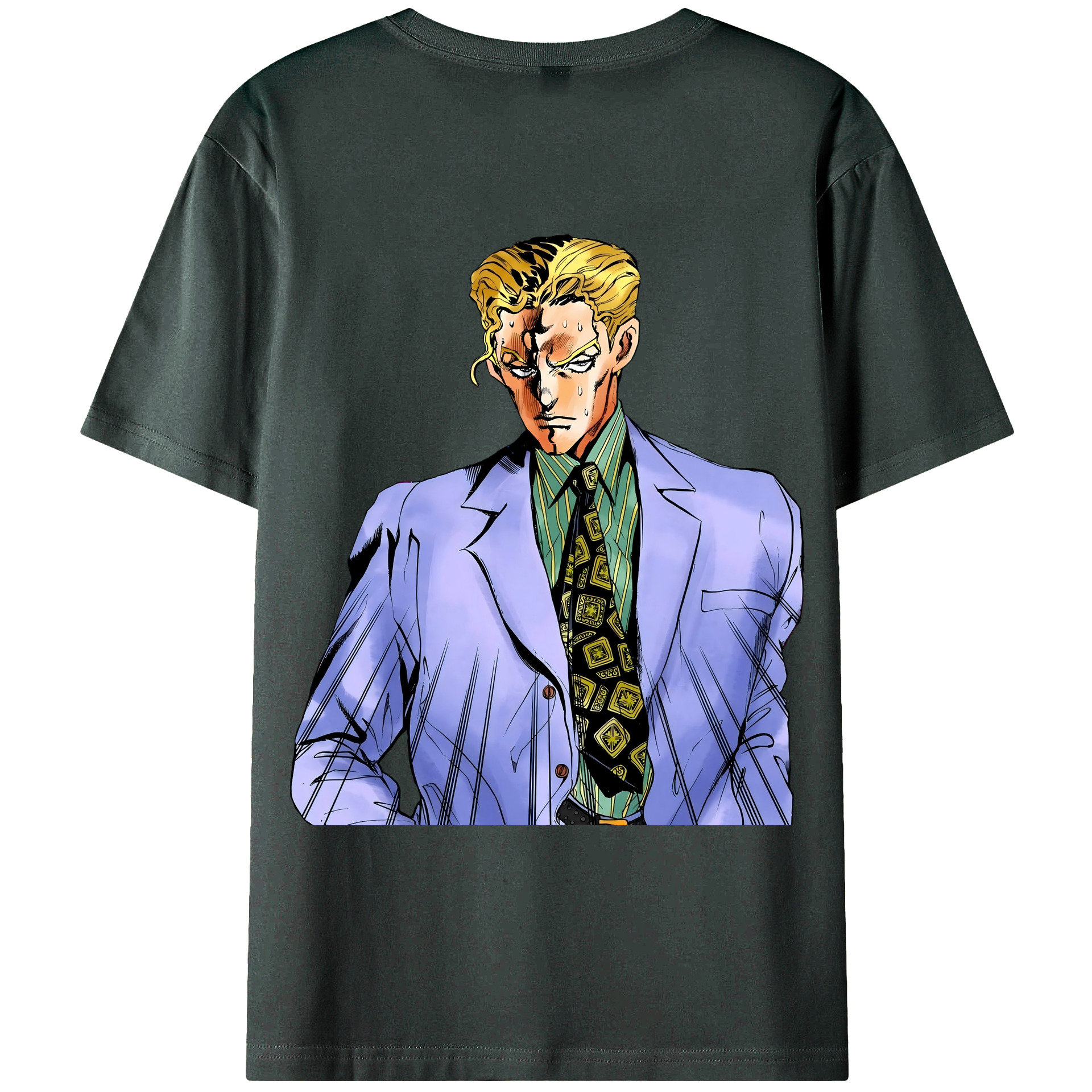 （画像用） ジョジョの奇妙な冒険 きら よしかげ JoJo's Bizarre Adventure Kira Yoshikage 綿100％ メンズ半袖Tシャツ（バックプリント） 通気性